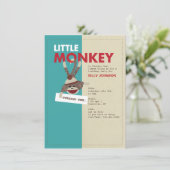 Sock Monkey nodiging-Draai één! Kaart (Staand voorkant)