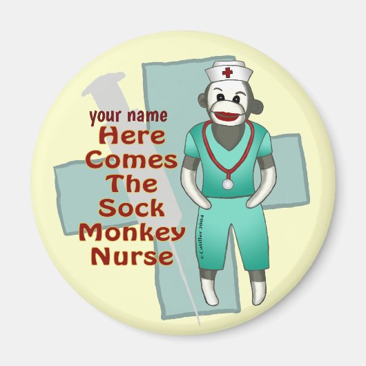 Sock Monkey Nurse Magneet (Voorkant)