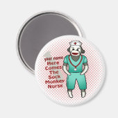 Sock Monkey Nurse magneet (Voorkant / Achterkant)