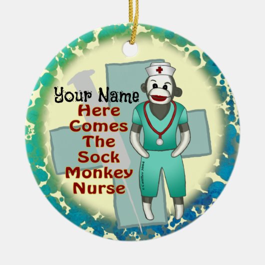 Sock Monkey Nurse ornament (Voorkant)