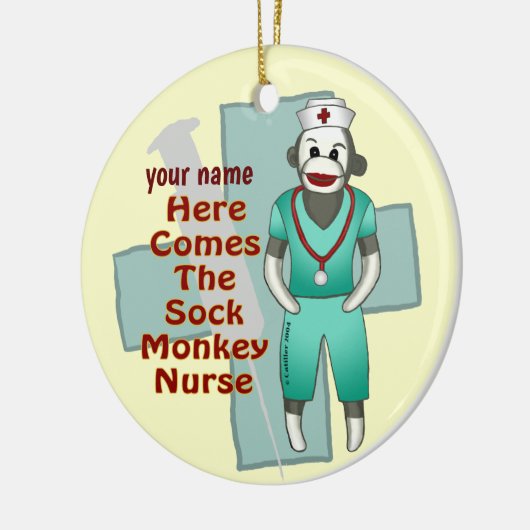 Sock Monkey Nurse ornament (Links)