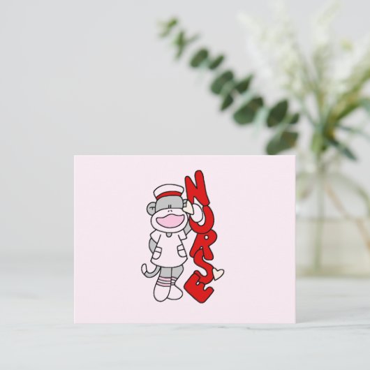 Sock Monkey Nurse T-shirts en geschenken Briefkaart (Staand voorkant)
