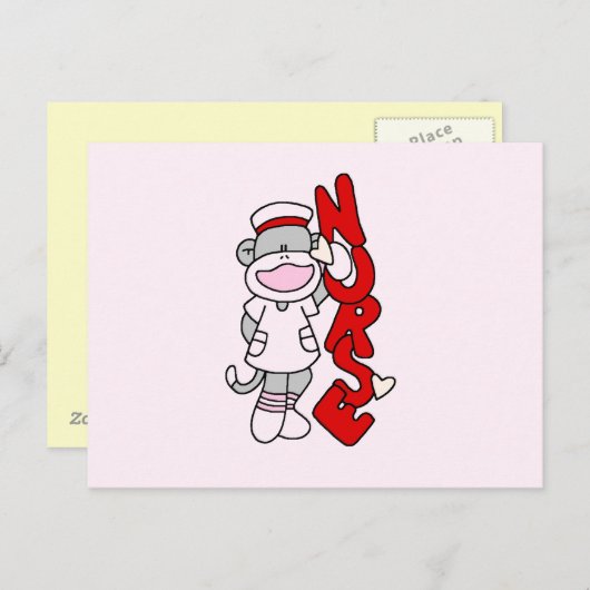 Sock Monkey Nurse T-shirts en geschenken Briefkaart (Voorkant / Achterkant)