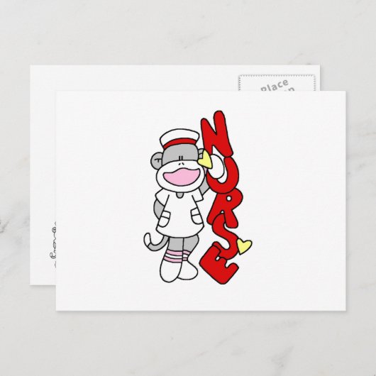Sock Monkey Nurse T-shirts en geschenken Briefkaart (Voorkant / Achterkant)