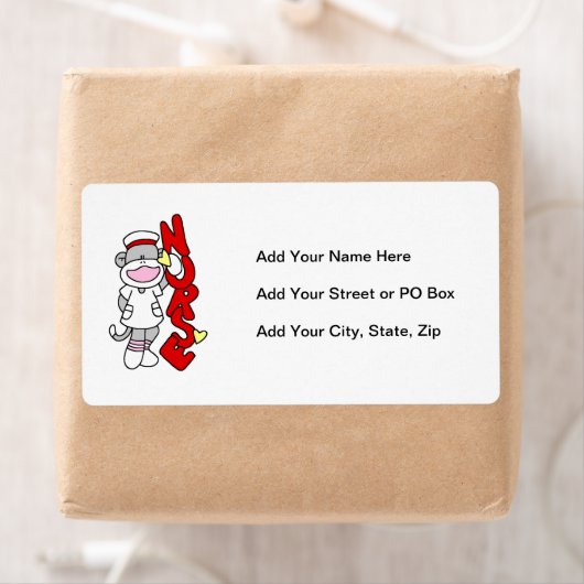 Sock Monkey Nurse T-shirts en geschenken Etiket (Insitu)