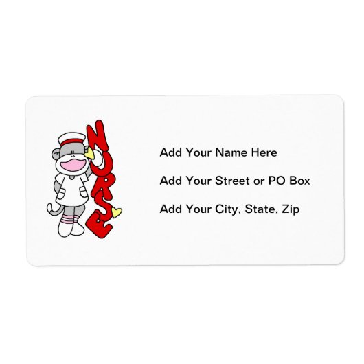 Sock Monkey Nurse T-shirts en geschenken Etiket (Voorkant)