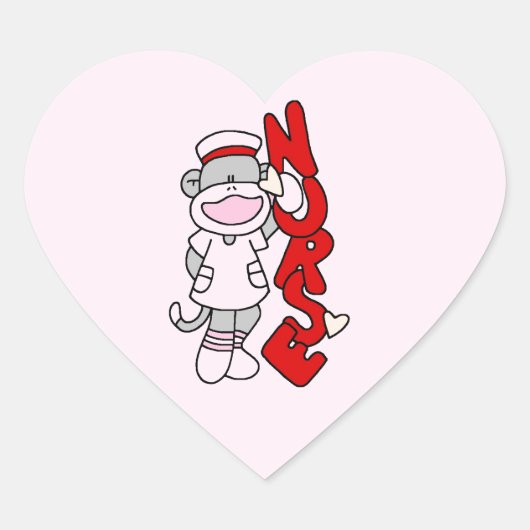 Sock Monkey Nurse T-shirts en geschenken Hart Sticker (Voorkant)