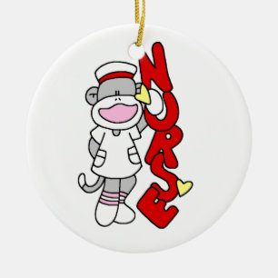 Sock Monkey Nurse T-shirts en geschenken Keramisch Ornament