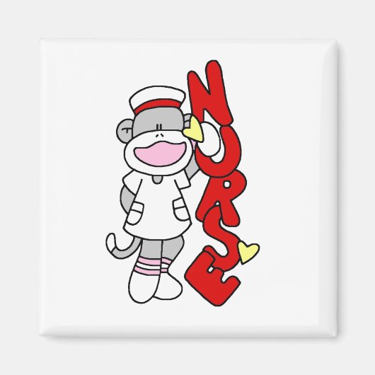 Sock Monkey Nurse T-shirts en geschenken Magneet (Voorkant)