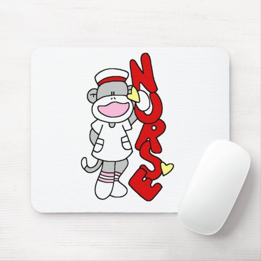 Sock Monkey Nurse T-shirts en geschenken Muismat (Met muis)