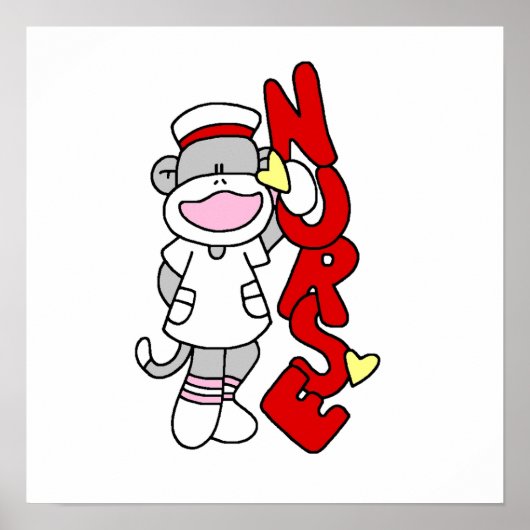Sock Monkey Nurse T-shirts en geschenken Poster (Voorkant)