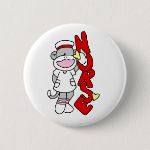 Sock Monkey Nurse T-shirts en geschenken Ronde Button 5,7 Cm