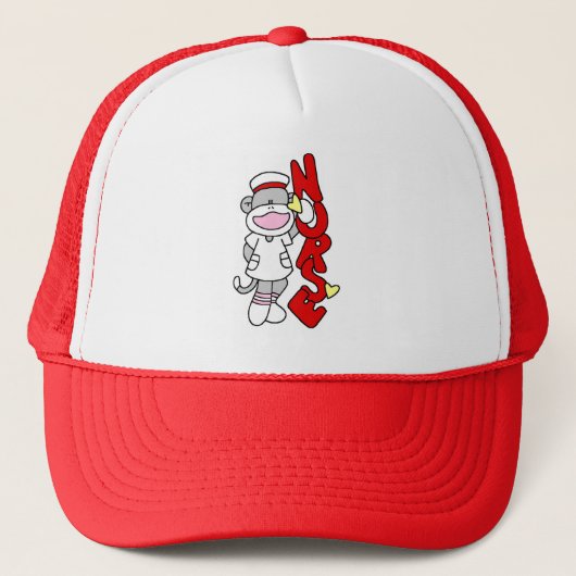 Sock Monkey Nurse T-shirts en geschenken Trucker Pet (Voorkant)