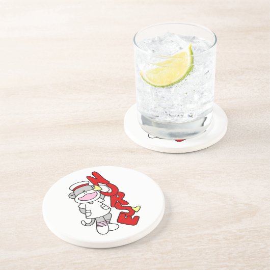 Sock Monkey Nurse T-shirts en geschenken Zandsteen Onderzetter (Zijkant)