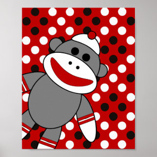 Sock Monkey Nursery Wall Art Poster