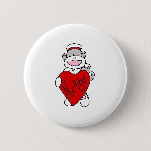 Sock Monkey Nursing Ronde Button 5,7 Cm (Voorkant)