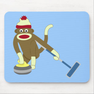 Sock Monkey Olympisch Curling Muismat