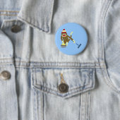 Sock Monkey Olympisch Curling Ronde Button 5,7 Cm (In situ)