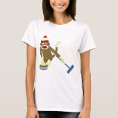 Sock Monkey Olympisch Curling T-shirt (Voorkant)