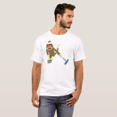 Sock Monkey Olympisch Curling T-shirt (Voorkant volledig)