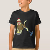 Sock Monkey Olympisch Curling T-shirt (Voorkant)