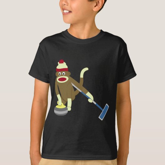 Sock Monkey Olympisch Curling T-shirt (Voorkant)