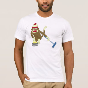 Sock Monkey Olympisch Curling T-shirt