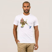 Sock Monkey Olympisch Curling T-shirt (Voorkant volledig)