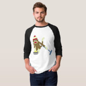 Sock Monkey Olympisch Curling T-shirt (Voorkant volledig)