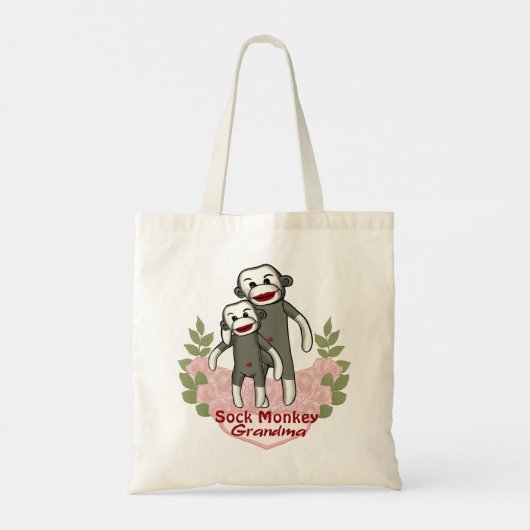 Sock Monkey Oma canvas tas (Achterkant)
