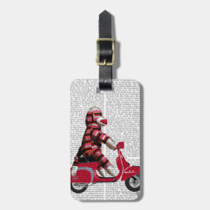 Sock Monkey op brommer Bagagelabel
