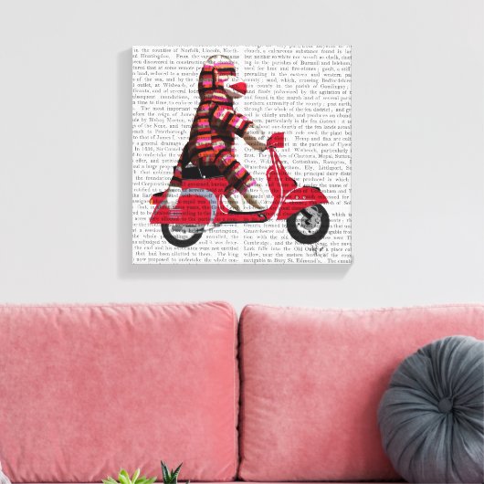 Sock Monkey op brommer Canvas Afdruk (Insitu (Woonkamer))