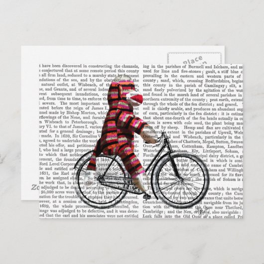 Sock Monkey op fiets Briefkaart (Voorkant / Achterkant)