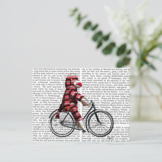 Sock Monkey op fiets Briefkaart (Staand voorkant)