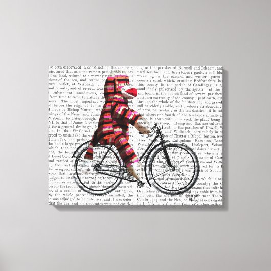 Sock Monkey op fiets Canvas Afdruk (Voorkant)