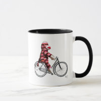Sock Monkey op fiets