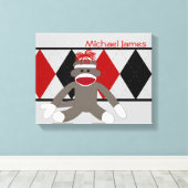 Sock Monkey op maat Canvas Afdruk (Insitu (Houten vloer))