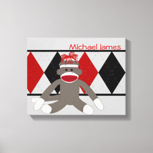 Sock Monkey op maat Canvas Afdruk