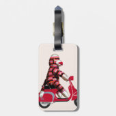Sock Monkey op Red Moped Bagagelabel (Achterkant verticaal)
