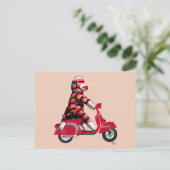 Sock Monkey op Red Moped Briefkaart (Staand voorkant)