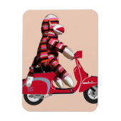 Sock Monkey op Red Moped Magneet (Verticaal)