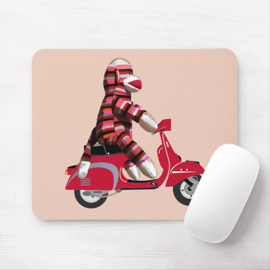 Sock Monkey op Red Moped Muismat (Met muis)