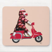 Sock Monkey op Red Moped Muismat (Voorkant)