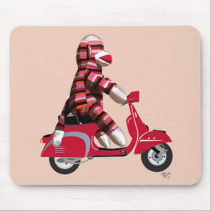 Sock Monkey op Red Moped Muismat