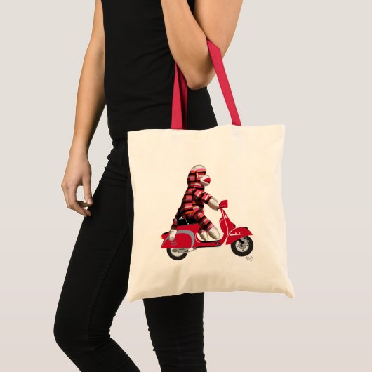 Sock Monkey op Red Moped Tote Bag (Voorkant (product))
