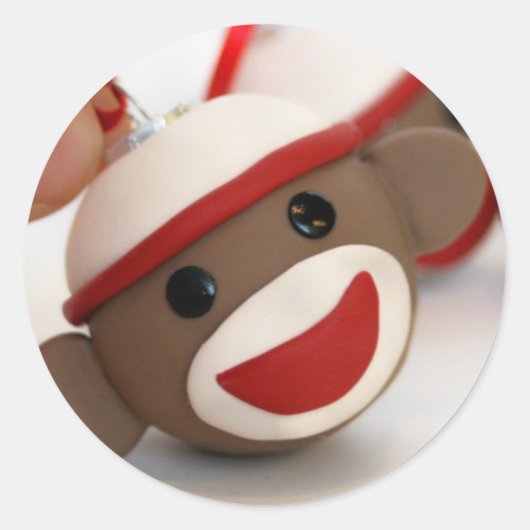 Sock Monkey Ornament Sticker (Voorkant)