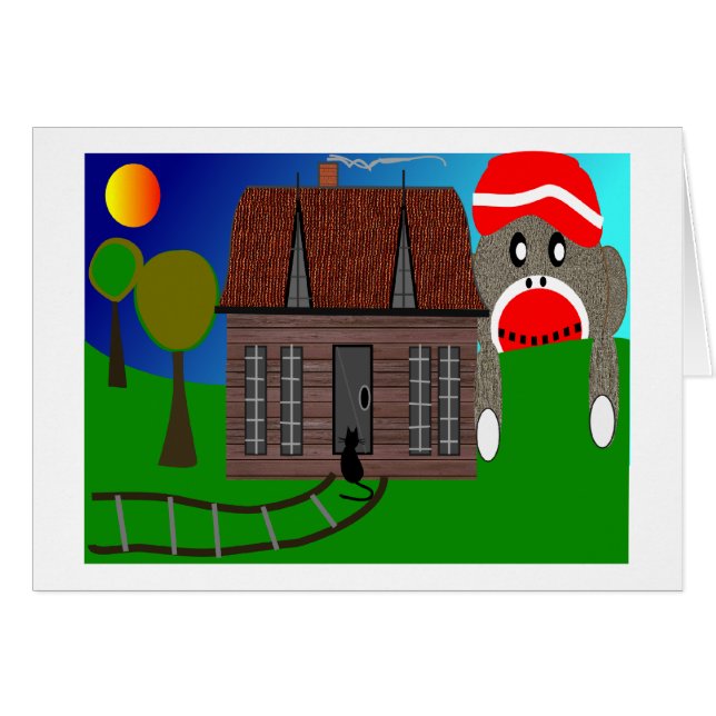 Sock Monkey over de horizon—Art (Voorkant Horizontaal)