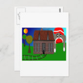 Sock Monkey over de horizon—Art Briefkaart (Voorkant / Achterkant)