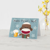Sock Monkey Papa Wenskaart Kaart (Gele Bloem)