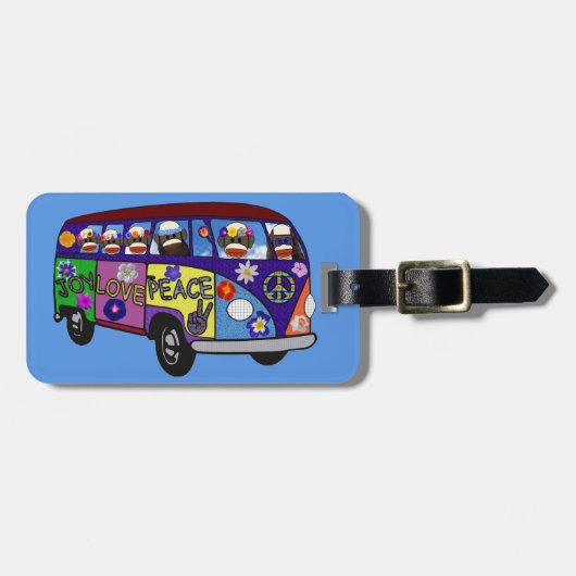 Sock Monkey Peace Bus Bagagelabel (Voorkant horizontaal)